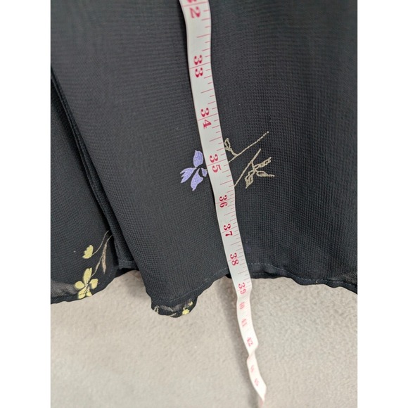 Putumayo Floral Maxi Skirt Black Whimsigoth Pleated Side Buttons Rayon Sz M NWOT - Picture 12 of 14